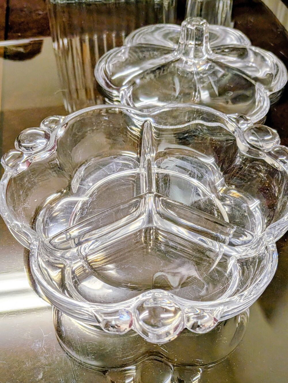 1940s Duncan & Miller Canterbury 3 Part Covered Candy Dish - Picture 2 of 4